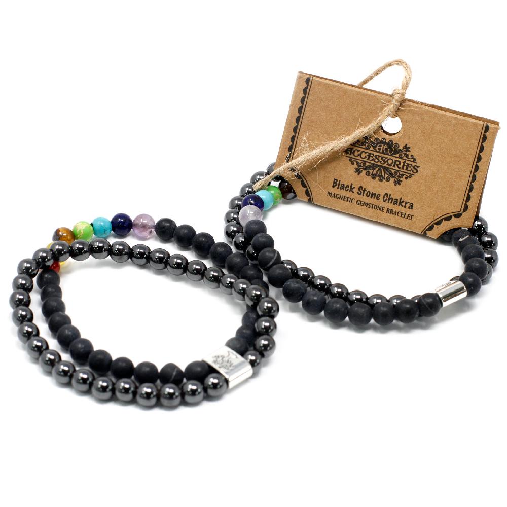 Ancient Wisdom 3x Magnetic Gemstone Bracelet - Black Stone Chakra