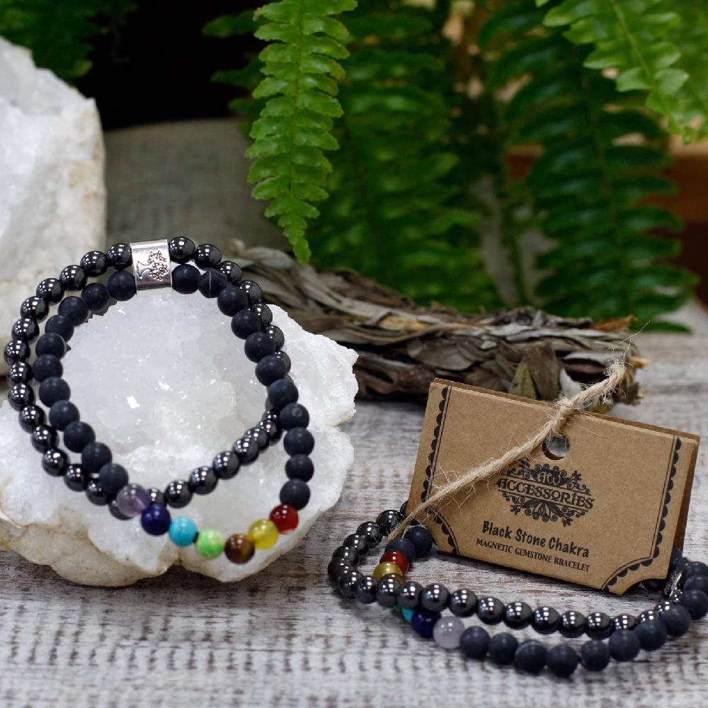 Ancient Wisdom 3x Magnetic Gemstone Bracelet - Black Stone Chakra
