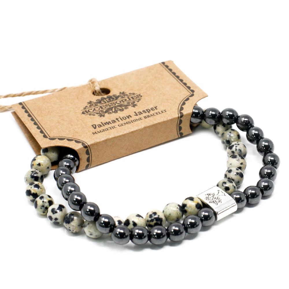 Ancient Wisdom 3x Magnetic Gemstone Bracelet - Dalmation Jasper