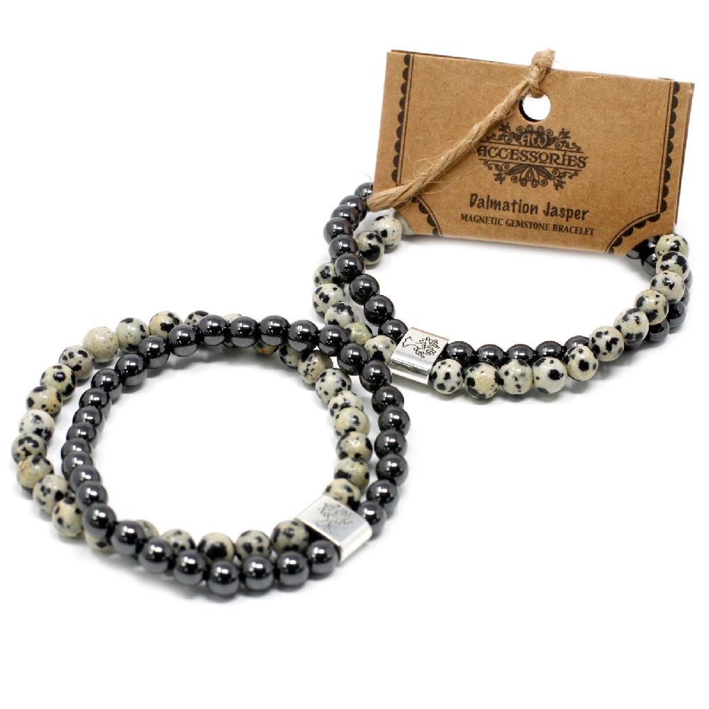 Ancient Wisdom 3x Magnetic Gemstone Bracelet - Dalmation Jasper