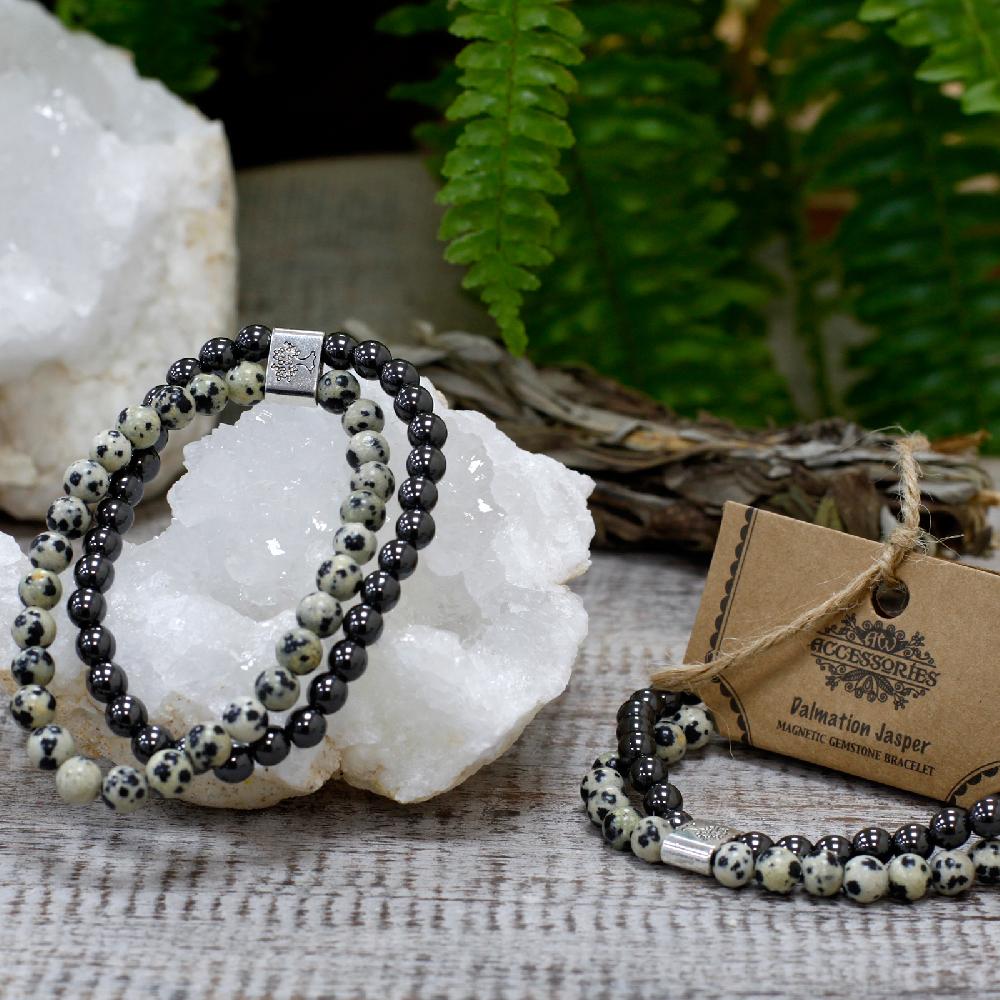Ancient Wisdom 3x Magnetic Gemstone Bracelet - Dalmation Jasper