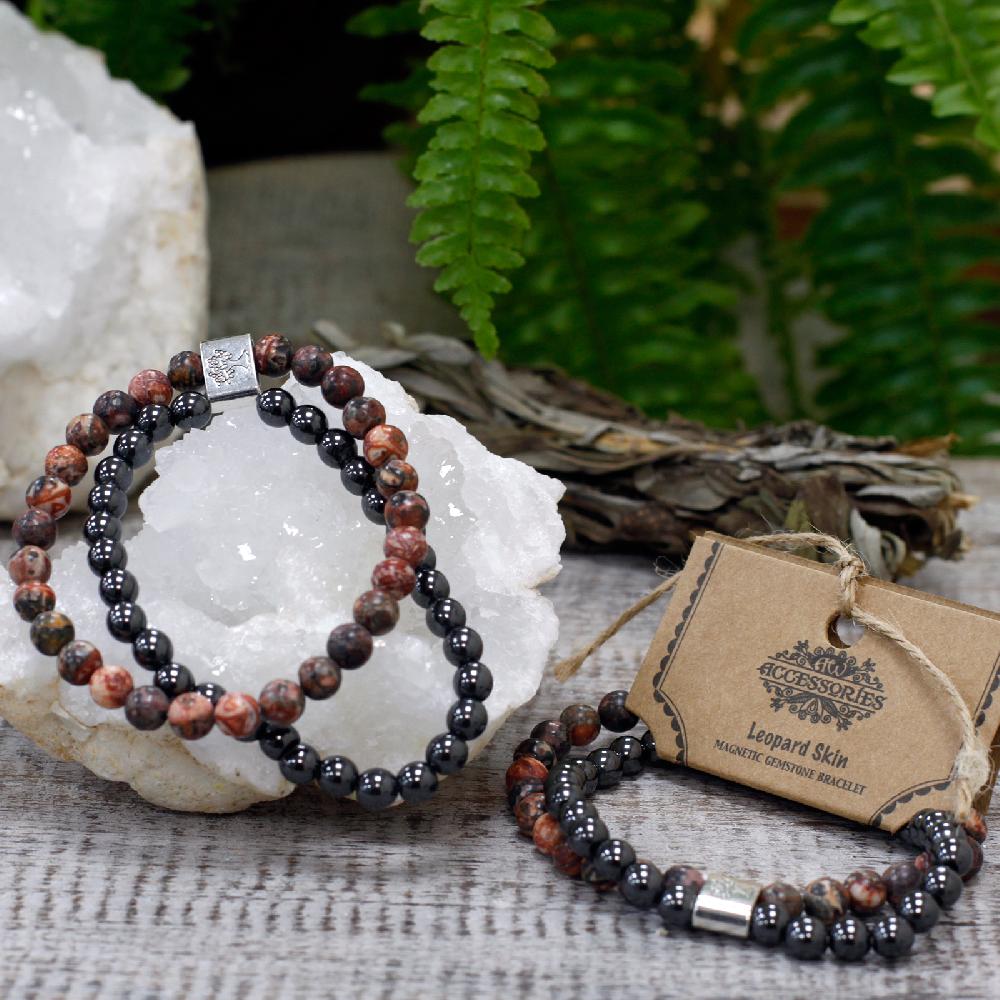 Ancient Wisdom 3x Magnetic Gemstone Bracelet - Leopard Skin