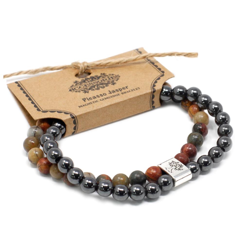 Ancient Wisdom 3x Magnetic Gemstone Bracelet - Picasso Jasper