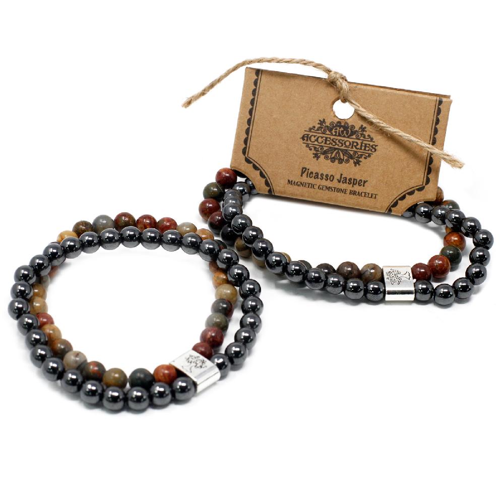 Ancient Wisdom 3x Magnetic Gemstone Bracelet - Picasso Jasper