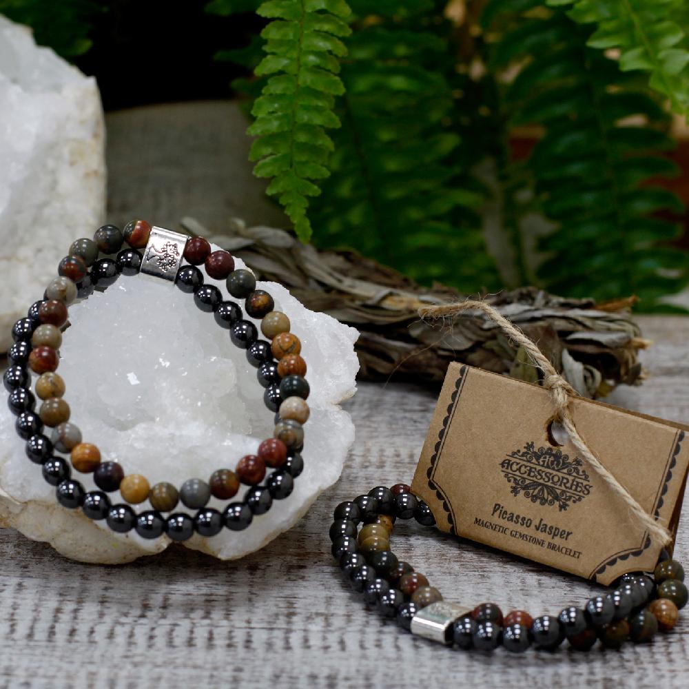 Ancient Wisdom 3x Magnetic Gemstone Bracelet - Picasso Jasper