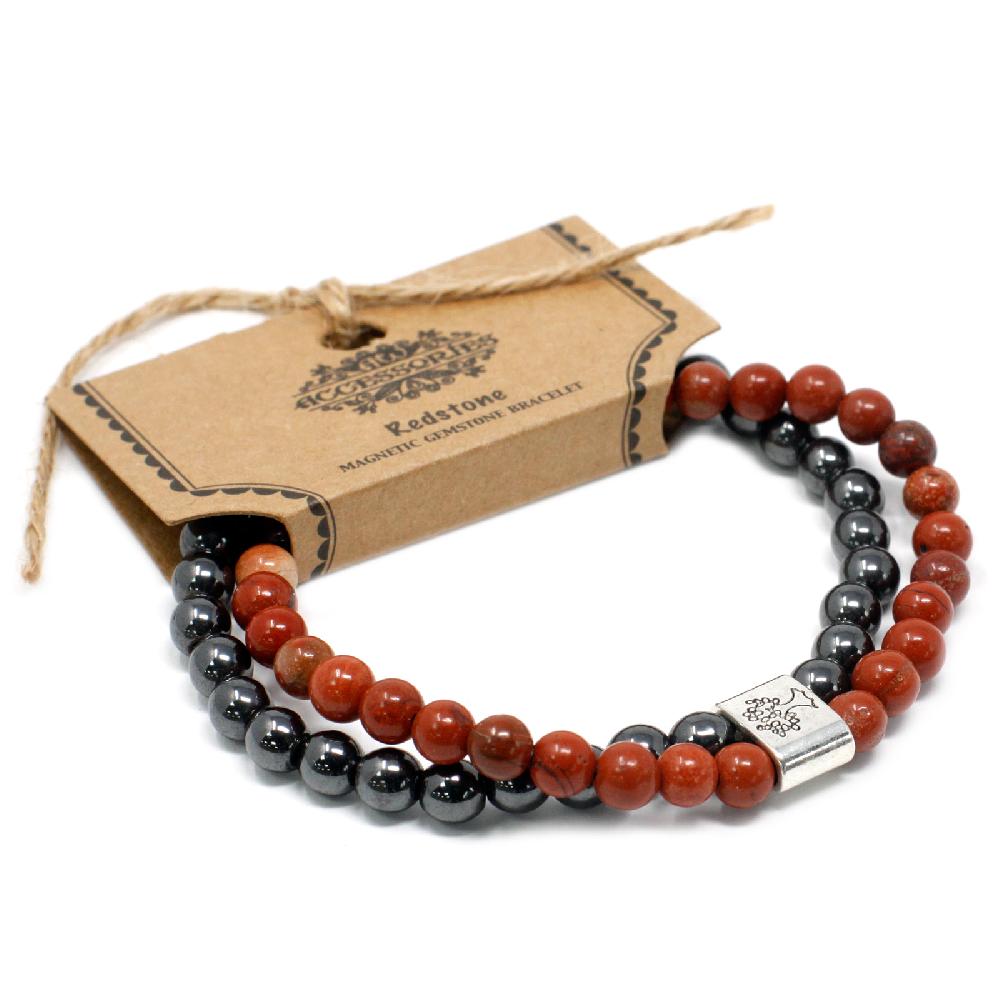 Ancient Wisdom 3x Magnetic Gemstone Bracelet - Redstone