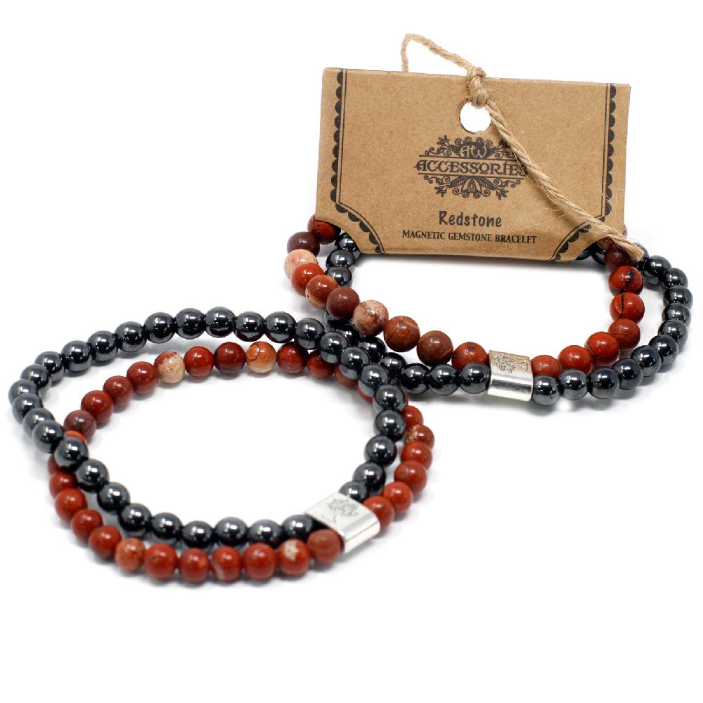 Ancient Wisdom 3x Magnetic Gemstone Bracelet - Redstone