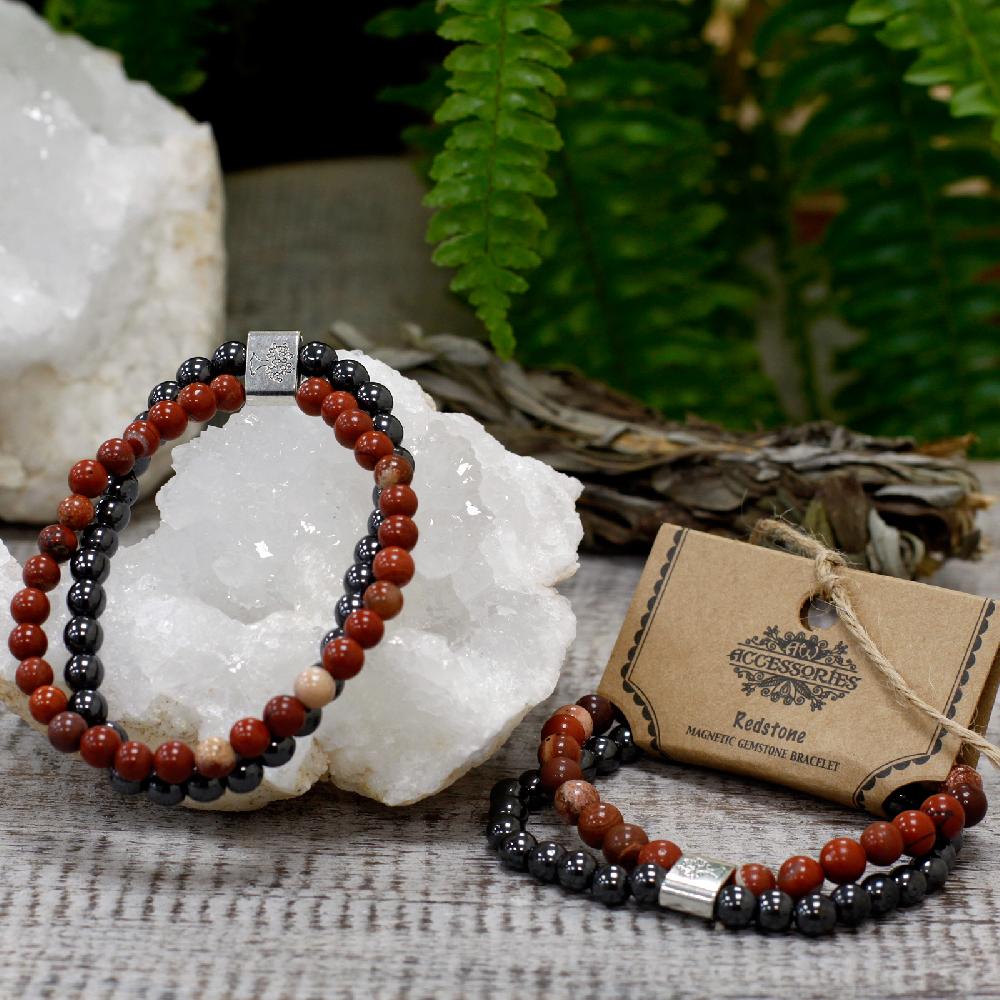 Ancient Wisdom 3x Magnetic Gemstone Bracelet - Redstone