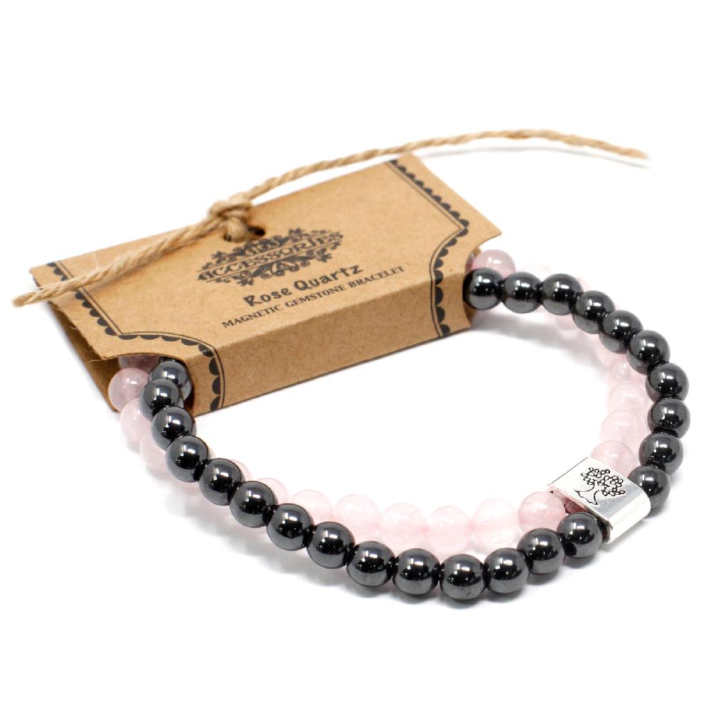Ancient Wisdom 3x Magnetic Gemstone Bracelet - Rose Quartz