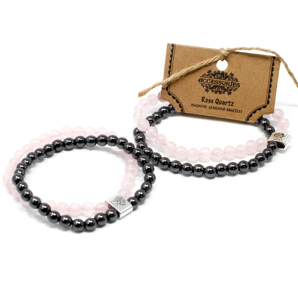 Ancient Wisdom 3x Magnetic Gemstone Bracelet - Rose Quartz