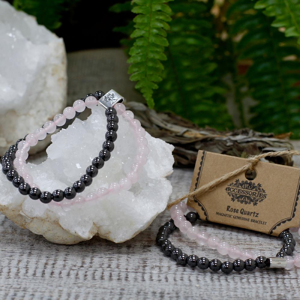 Ancient Wisdom 3x Magnetic Gemstone Bracelet - Rose Quartz