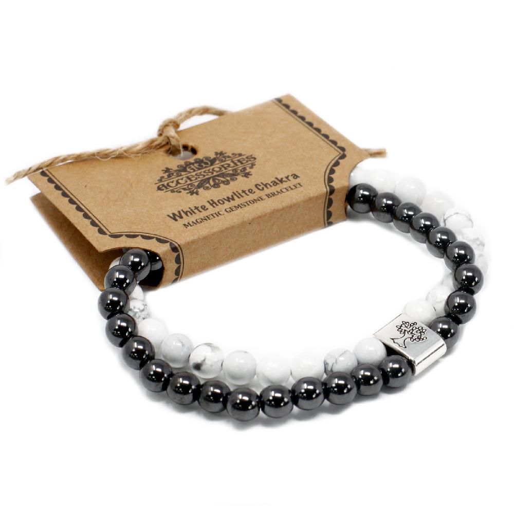 Ancient Wisdom 3x Magnetic Gemstone Bracelet - White Howlite Chackra