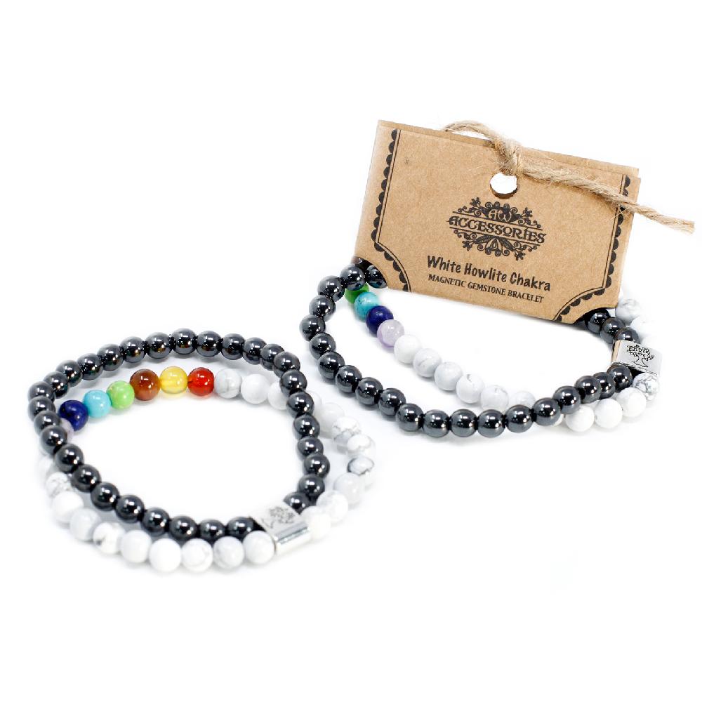 Ancient Wisdom 3x Magnetic Gemstone Bracelet - White Howlite Chackra