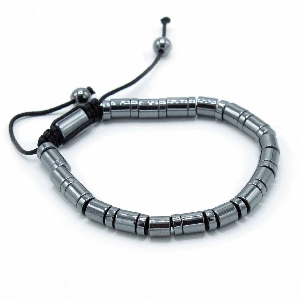 Ancient Wisdom 3x Magnetic Hematite Shamballa Bracelet - Cylinders & Circles