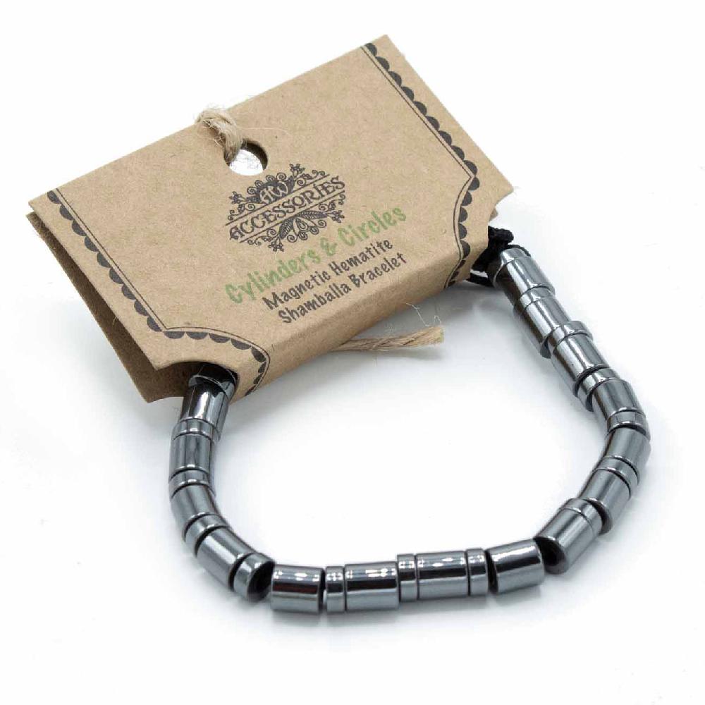 ancient wisdom 3x Magnetic Hematite Shamballa Bracelet - Cylinders & Circles