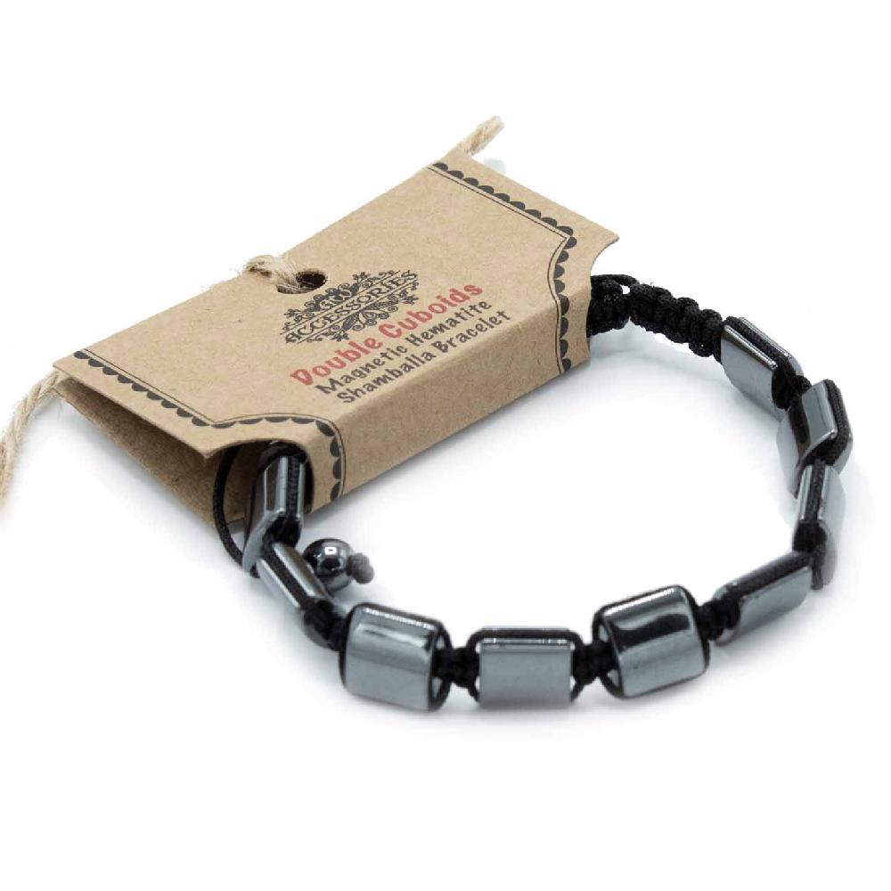 ancient wisdom 3x Magnetic Hematite Shamballa Bracelet - Double Cuboids