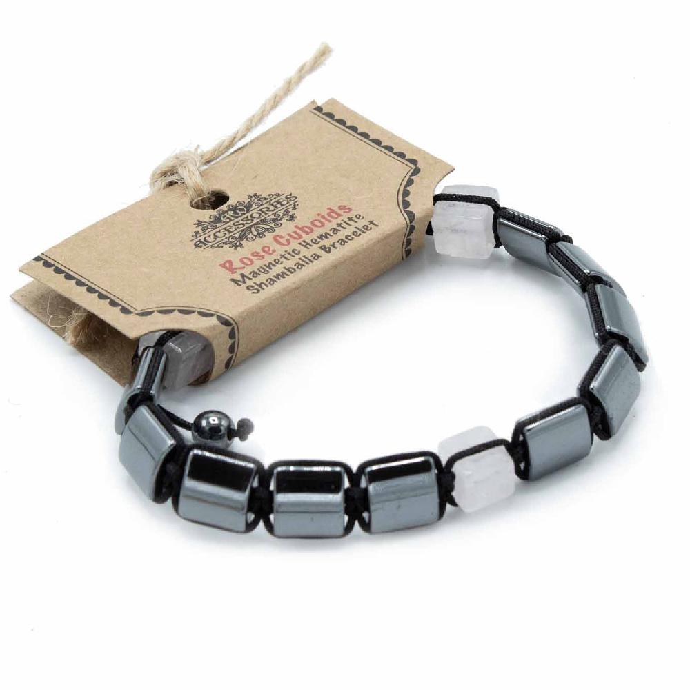 ancient wisdom 3x Magnetic Hematite Shamballa Bracelet - Rose Cuboids