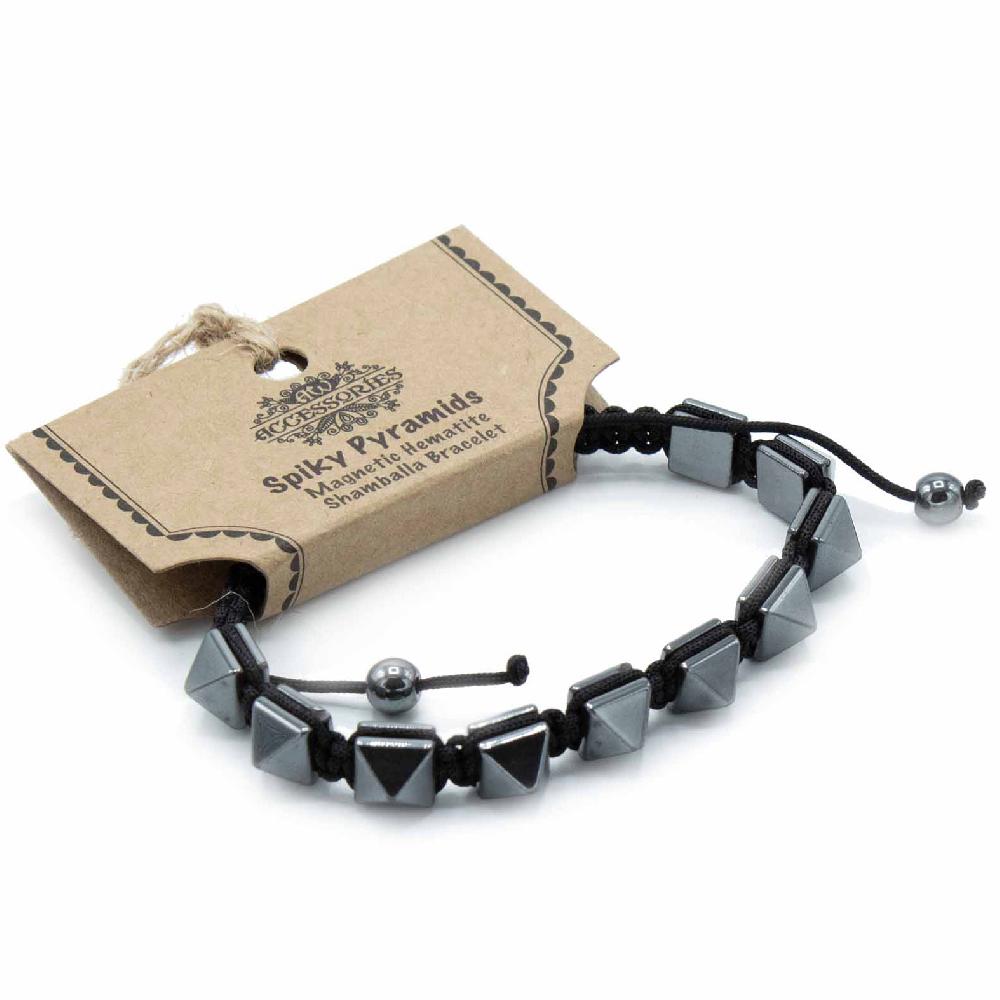 ancient wisdom 3x Magnetic Hematite Shamballa Bracelet - Spiky Pyramids