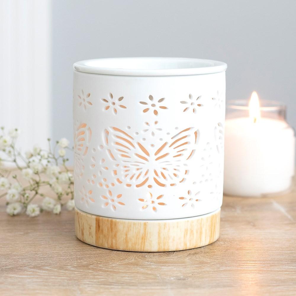 Ancient Wisdom 3x Matte Ceramic Butterfly Oil Burner