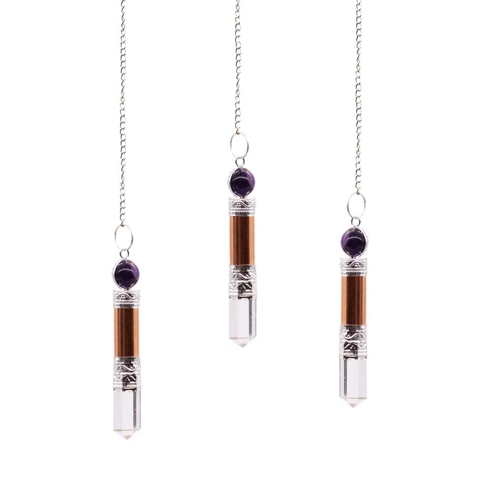 ancient wisdom 3x Pendulum with Copper Amethyst Quartz