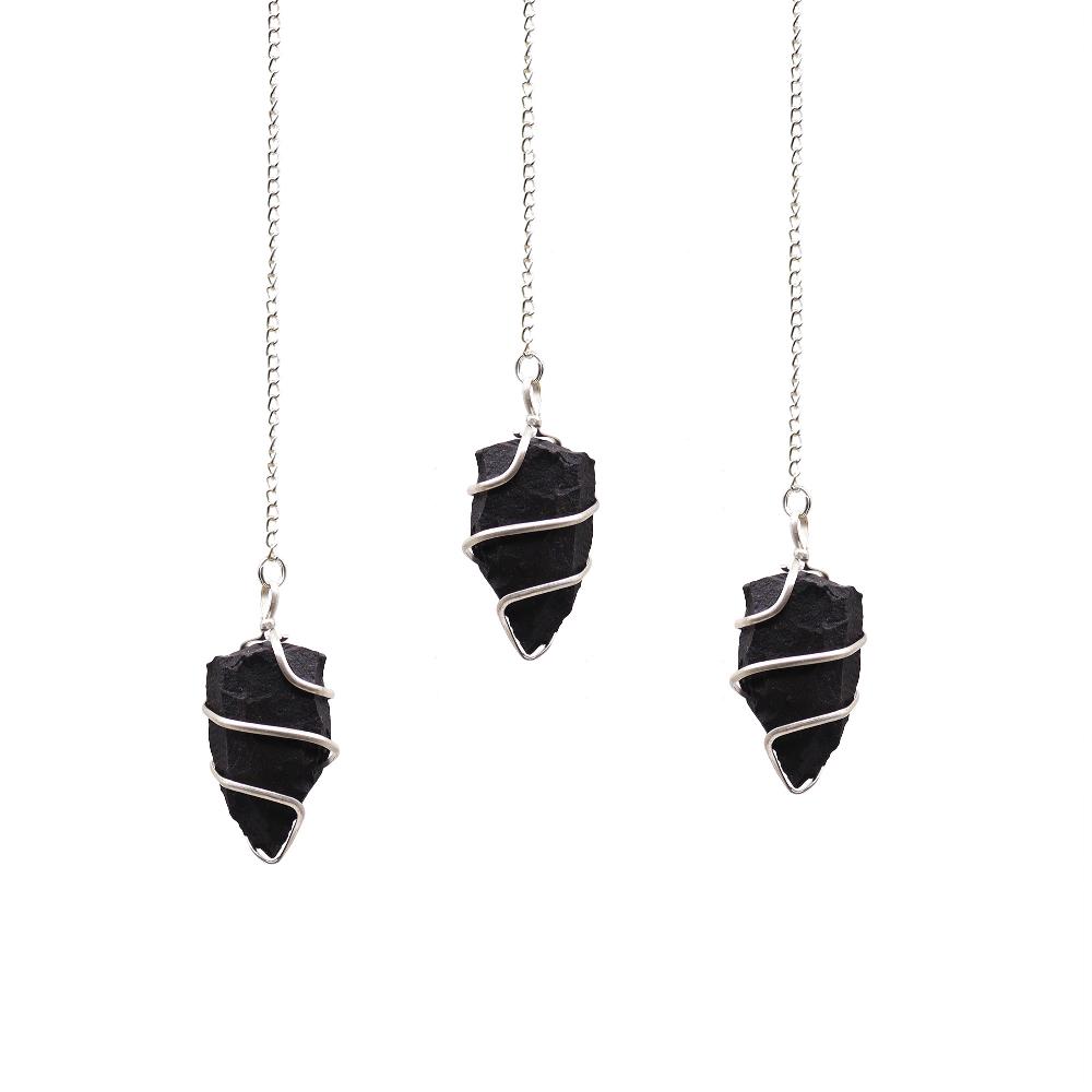 ancient wisdom 3x Raw Gemstone Pendulum - Black Agate