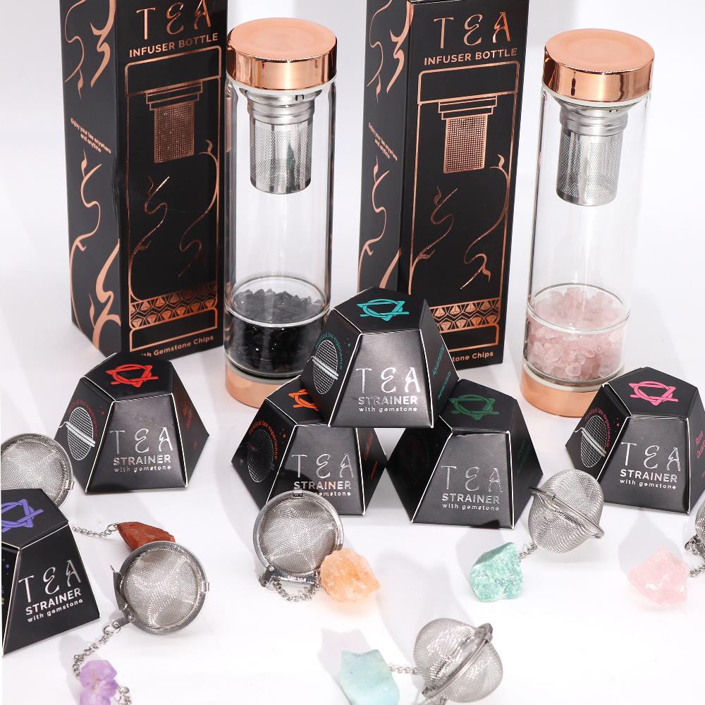 Ancient Wisdom 3x Raw Gemstone Tea Strainer - Black Obsidian