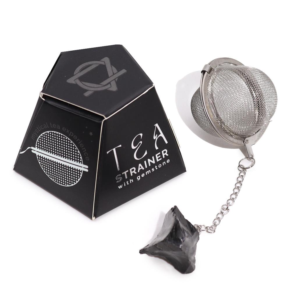 ancient wisdom 3x Raw Gemstone Tea Strainer - Black Obsidian