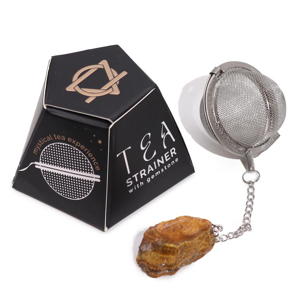 ancient wisdom 3x Raw Gemstone Tea Strainer - Gold Tigers Eye