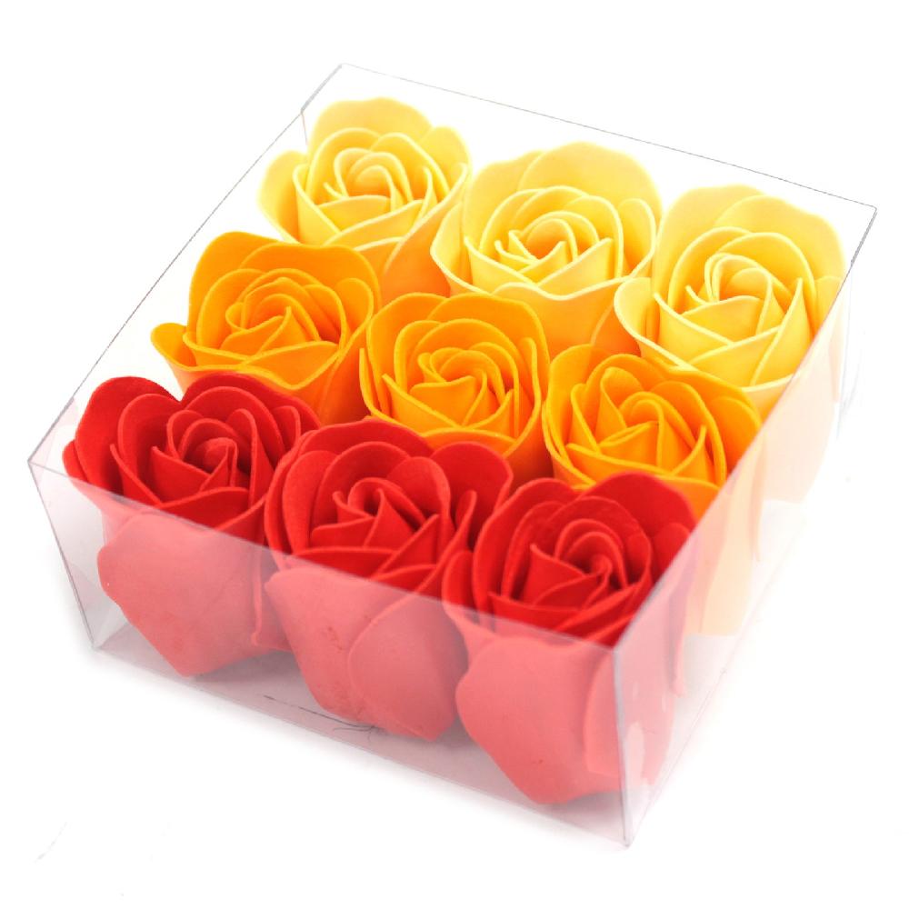 Ancient Wisdom 3x Set Of 9 Soap Flower Box - Peach Roses