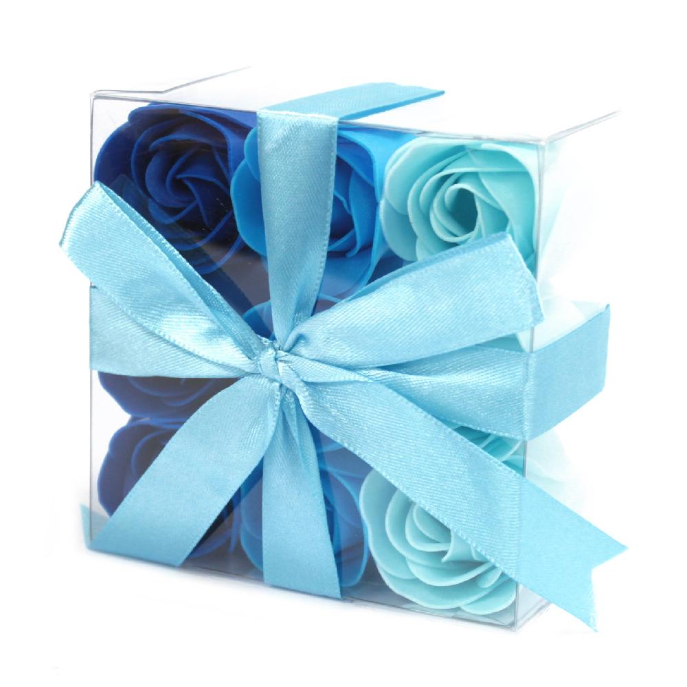 ancient wisdom 3x Set of 9 Soap Flowers - Blue Wedding Roses