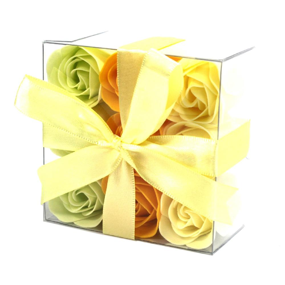 ancient wisdom 3x Set of 9 Soap Flowers- Spring Roses