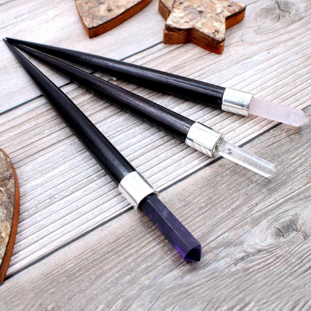 Ancient Wisdom 3x Simple Pointed Healing Wand - Rose Rock Amethyst