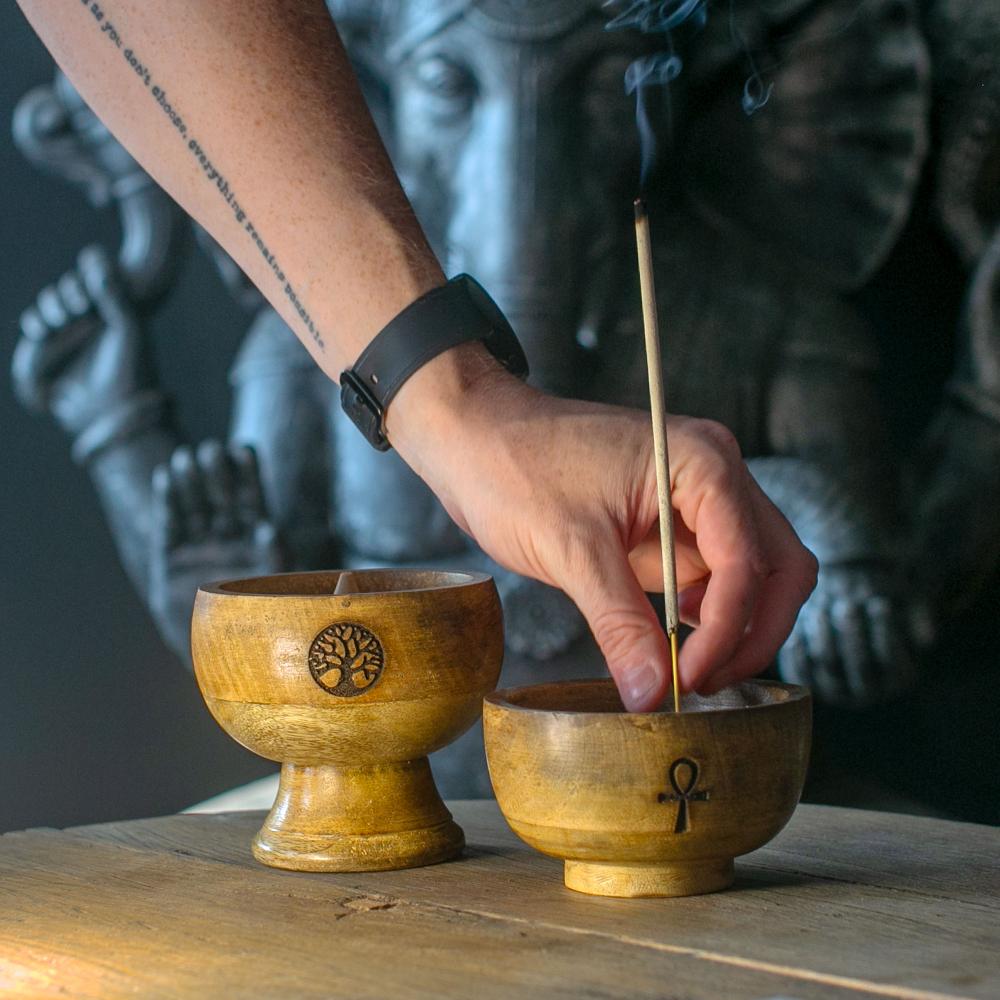 Ancient Wisdom 3x Small Ritual Bowl Incense Cone Holder 11x6.cm - (asst Esoteric)