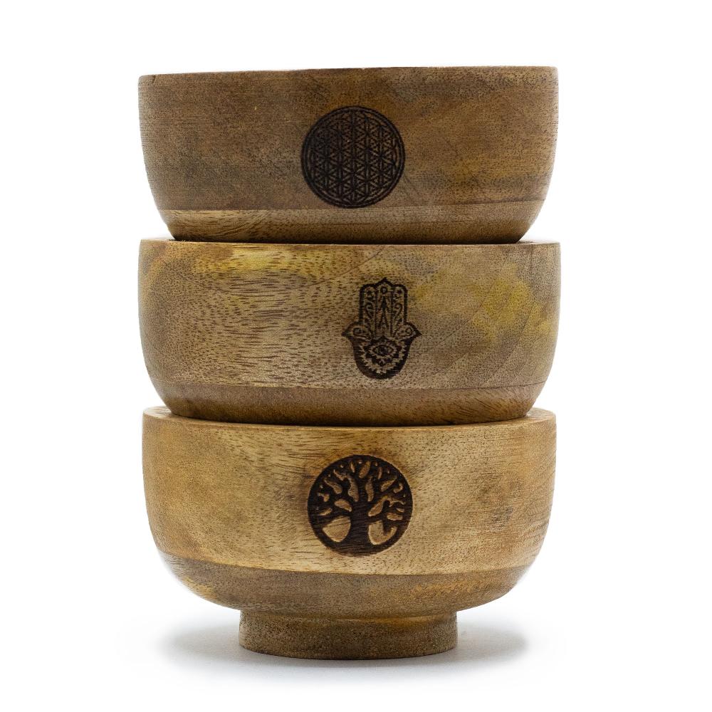 ancient wisdom 3x Small Ritual Bowl Incense Cone Holder 11x6.cm - (asst esoteric)