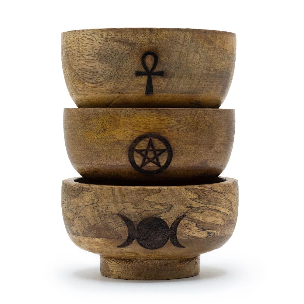 ancient wisdom 3x Small Ritual Bowl Incense Cone Holder 11x6.cm - (Asst Pentagon etc)