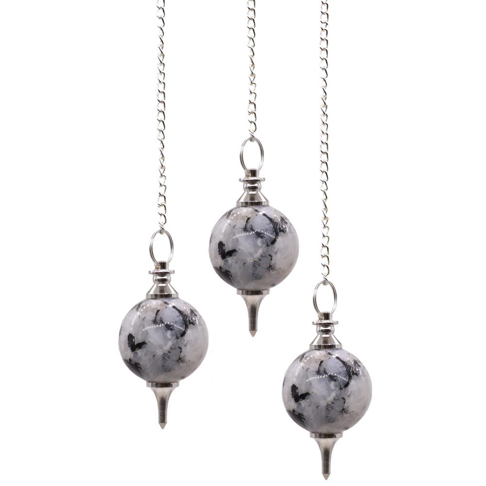 ancient wisdom 3x Sphere Pendulums - Rainbow Moonstone