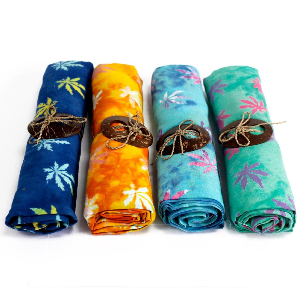 ancient wisdom 4x Bali Block Print Sarong - Tropical Leaves (4 Assorted Colours)