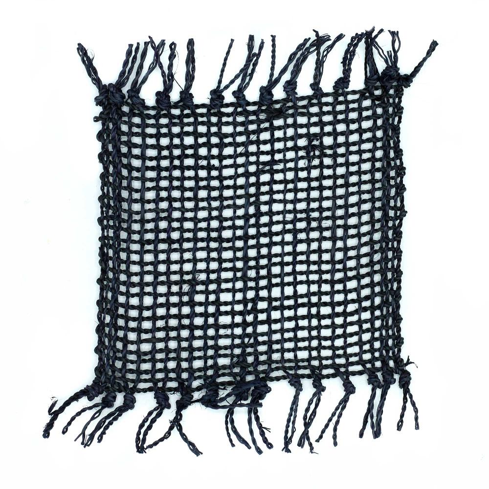 Ancient Wisdom 4x Black Seagrass Fringe Natural Coasters