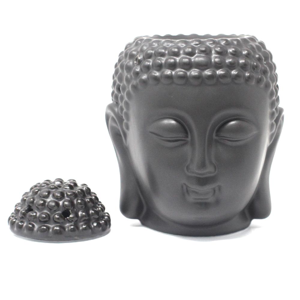 Ancient Wisdom 4x Buddha Head Oil Burner - Dark Brown