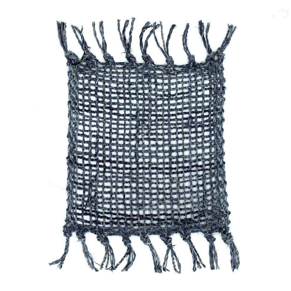 Ancient Wisdom 4x Charcoal Seagrass Fringe Natural Coasters