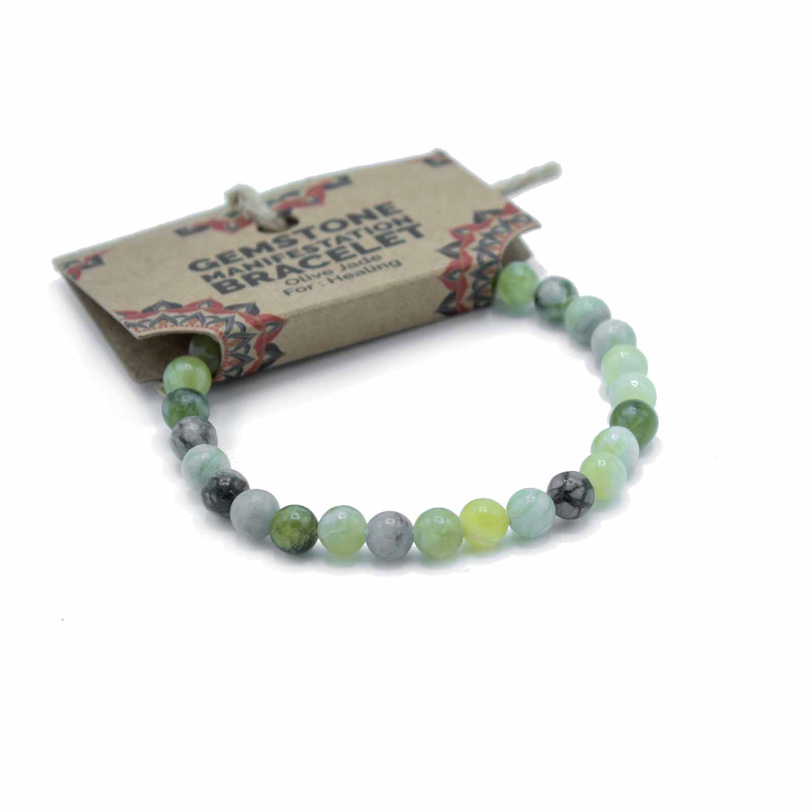 Ancient Wisdom 4x Gemstone Manifestation Bracelet - Olive Jade - Healing