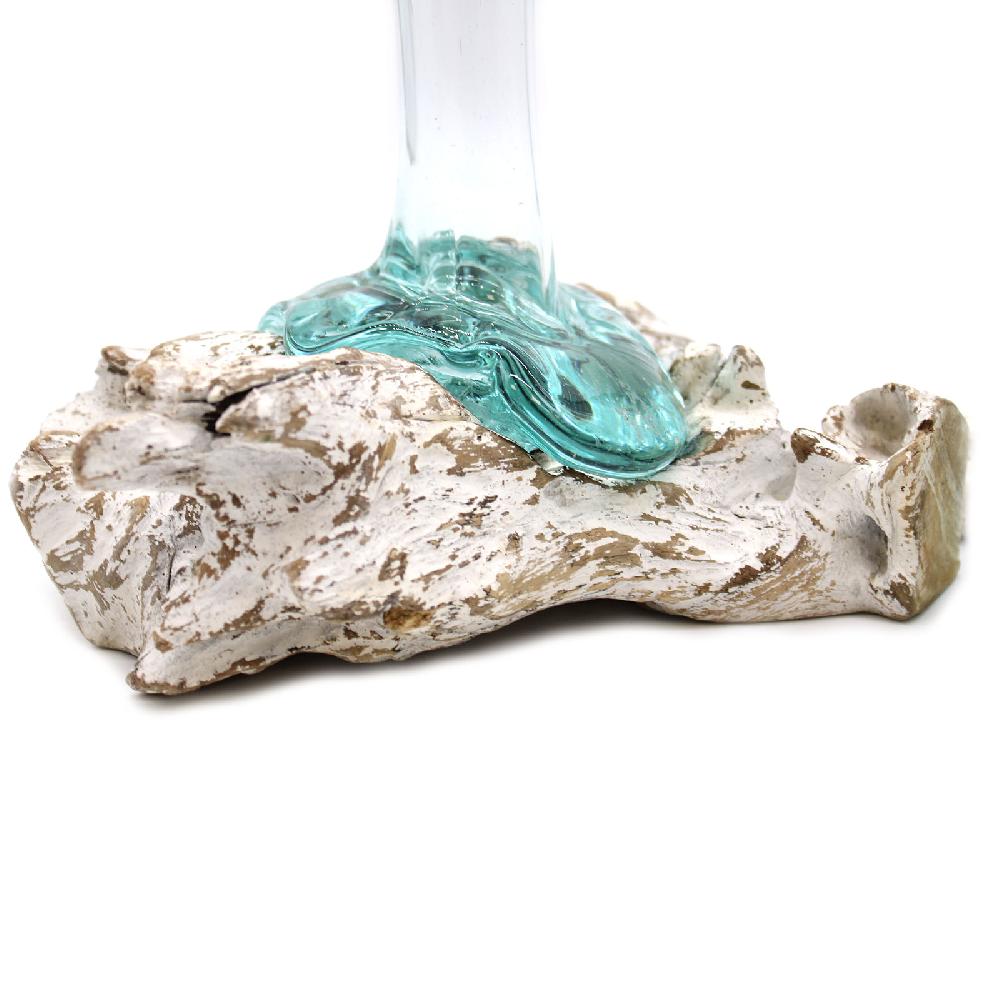 Ancient Wisdom 4x Glass On Whitewash Wood - Vase - Medium