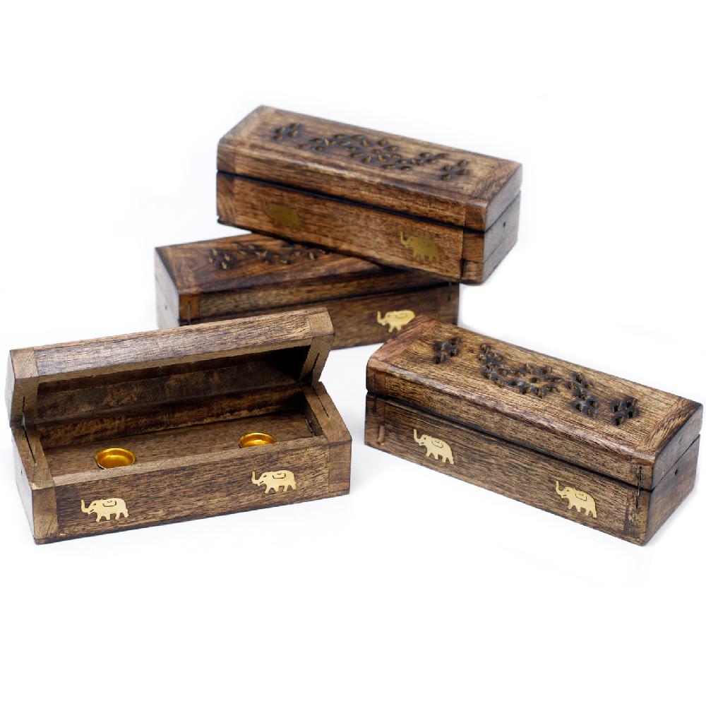 Ancient Wisdom 4x Incense Cone Smoke Box 6" - Mango Wood