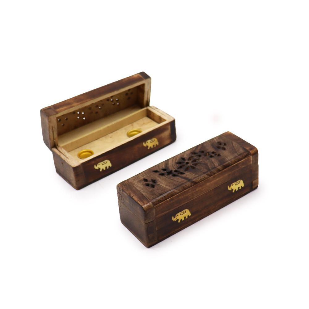 ancient wisdom 4x Incense Cone Smoke Box 6" - Mango Wood