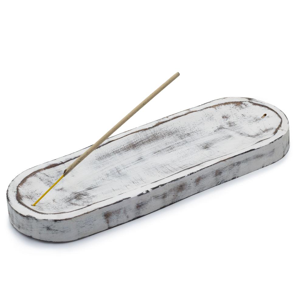 Ancient Wisdom 4x Large Incense Tray 30x10cm - Classic Whitewash