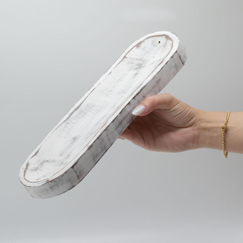 Ancient Wisdom 4x Large Incense Tray 30x10cm - Classic Whitewash