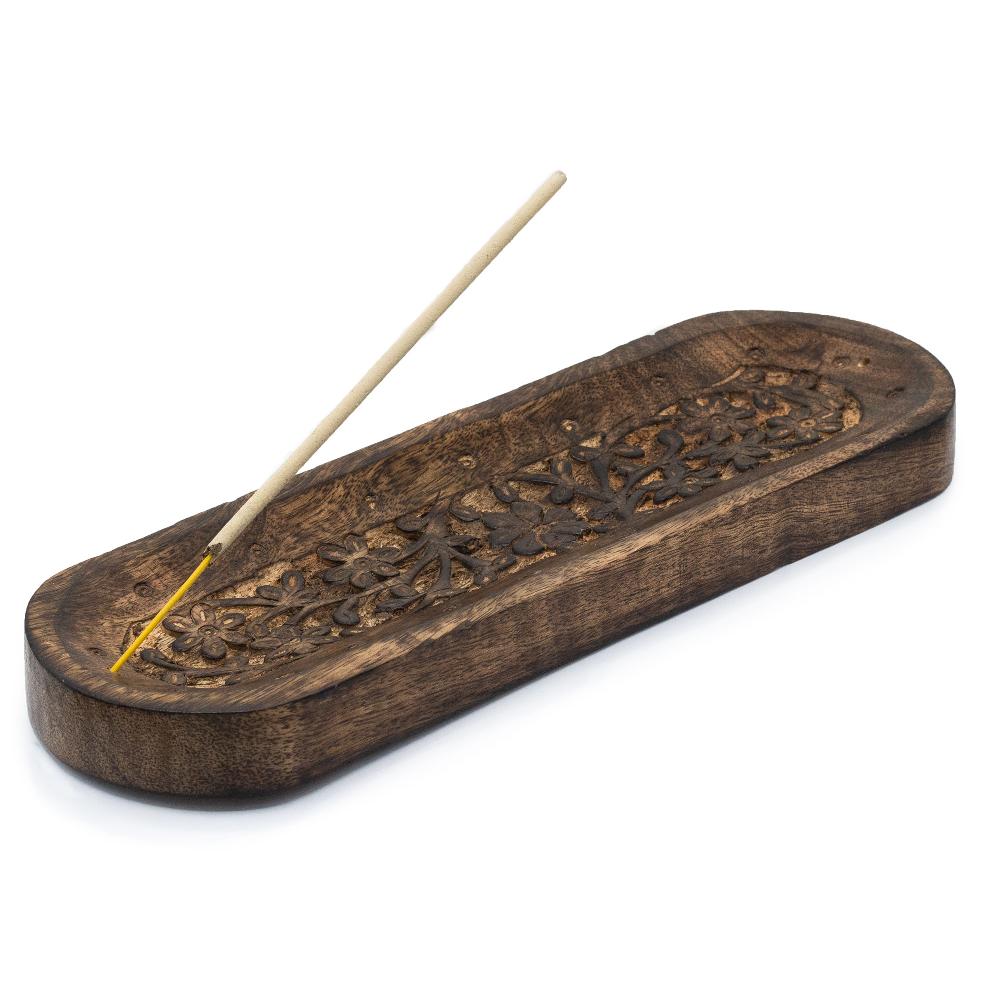 Ancient Wisdom 4x Large Incense Tray 30x10cm - Flower Design