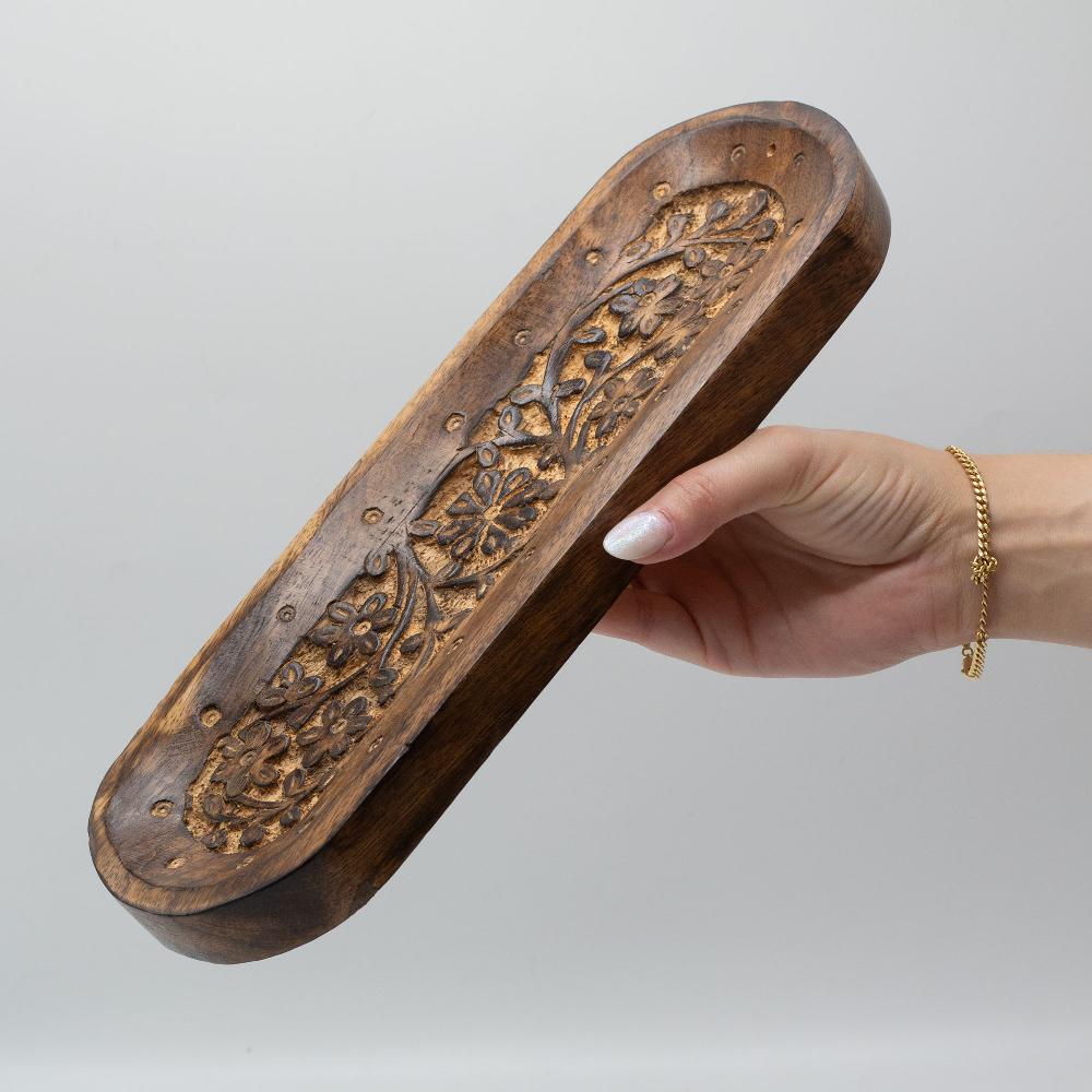 Ancient Wisdom 4x Large Incense Tray 30x10cm - Flower Design