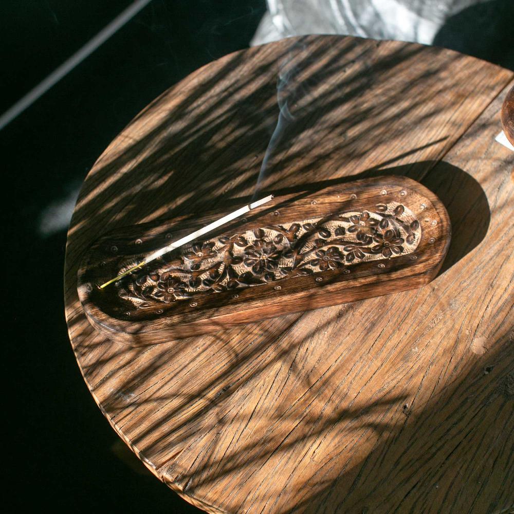 Ancient Wisdom 4x Large Incense Tray 30x10cm - Flower Design
