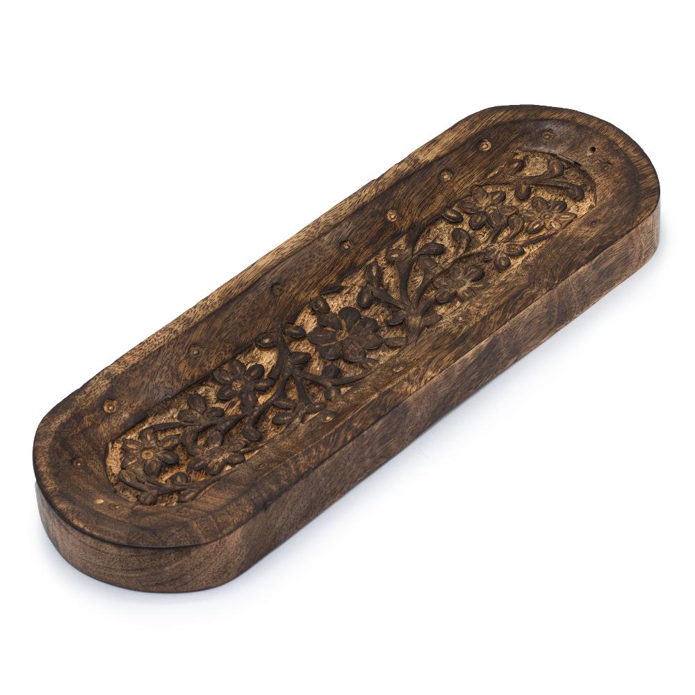 ancient wisdom 4x Large Incense Tray 30x10cm - Flower Design